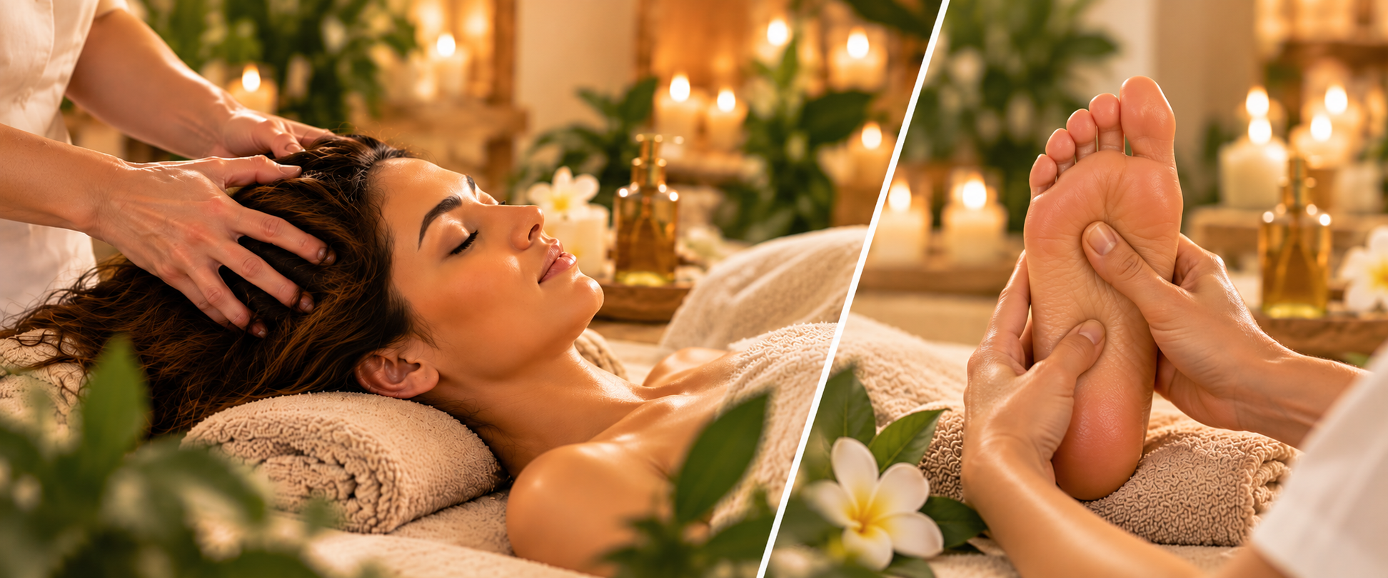 Suppléments de massage : Pieds, visage, crânien.